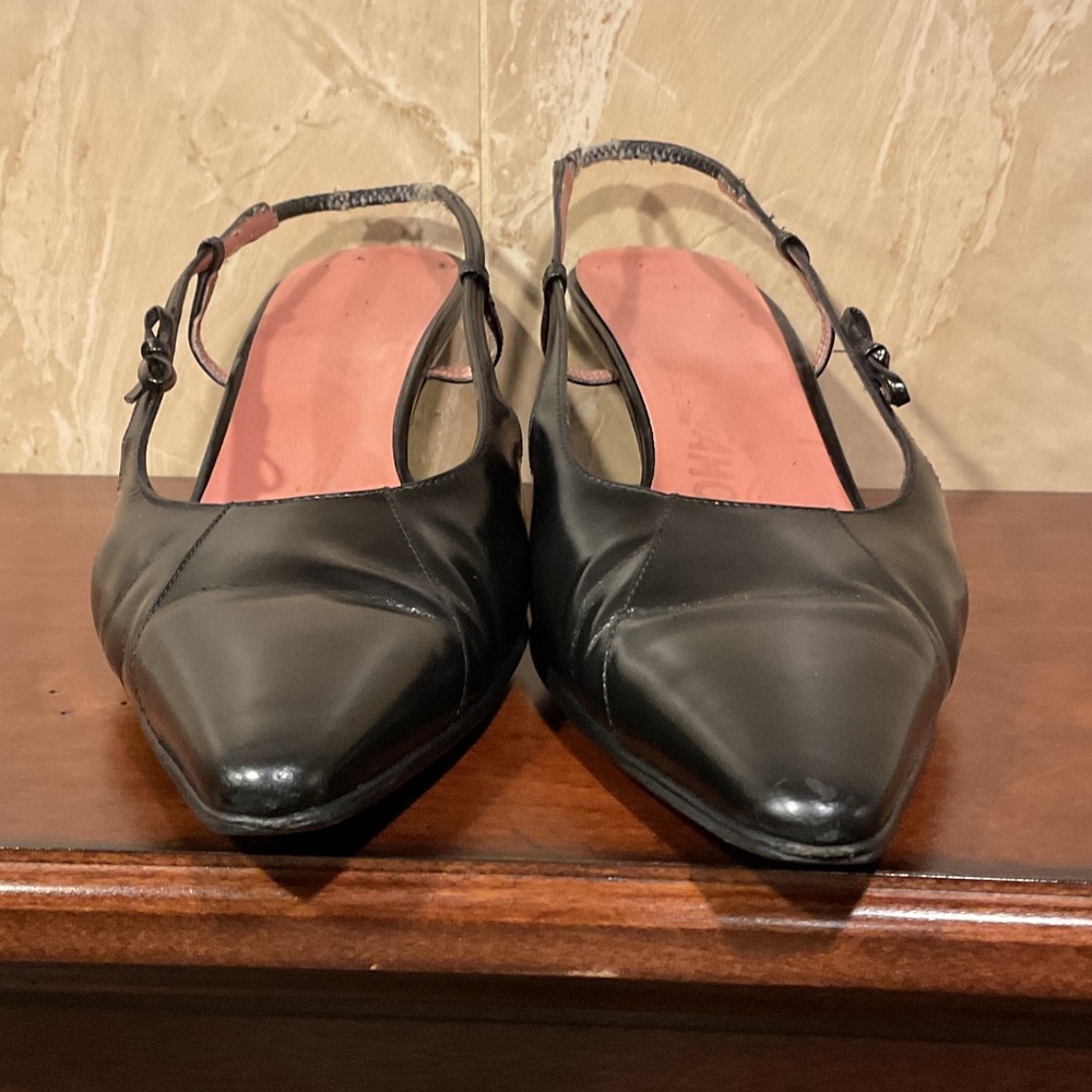 Salvatore Ferragamo Black Slingback Heels, Size 8.5B - Picture 3 of 13